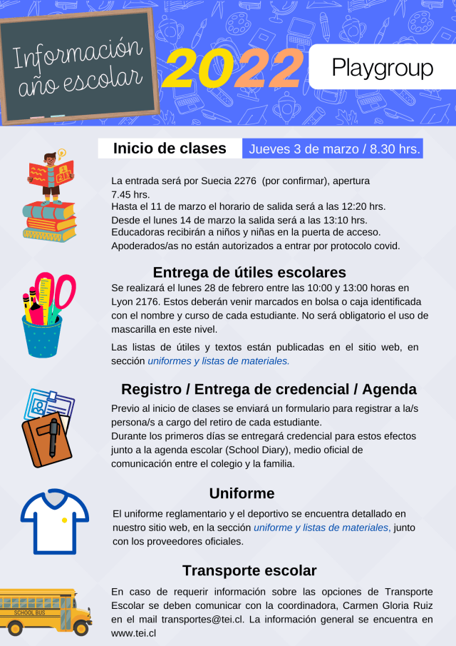 Información Inicio de Año Playgroup