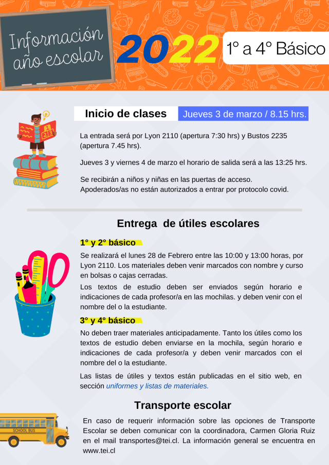 Información Inicio de Año 1° a 4° Básico