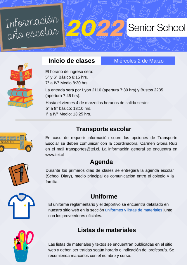 Información Inicio de  Año 2022 Senior School